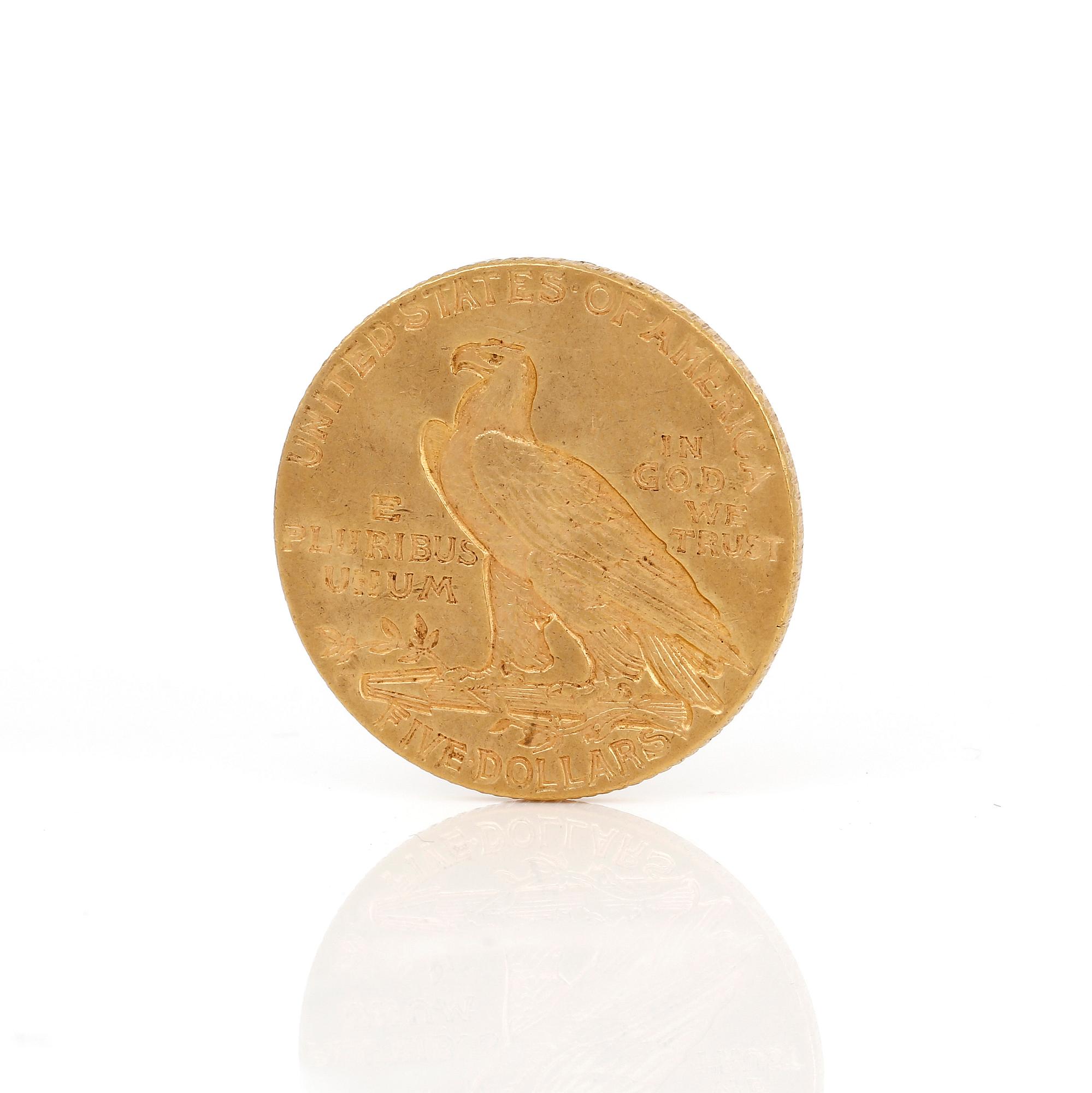 GULDMYNT, 5 Dollars, USA 1911. Vikt ca 7 g.