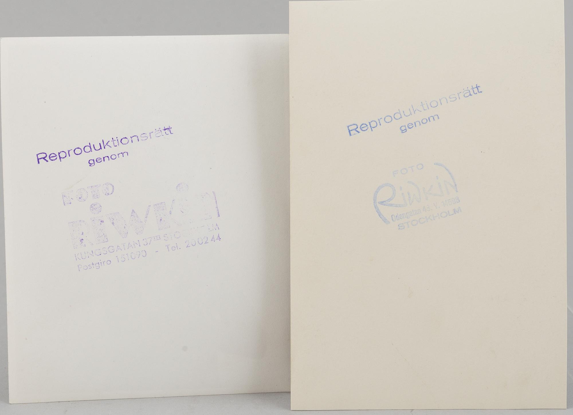 A set of four photographs by Walter Wolfenstein, Anna Riwkin-Brick, Tage Edling, Signed and stamped.