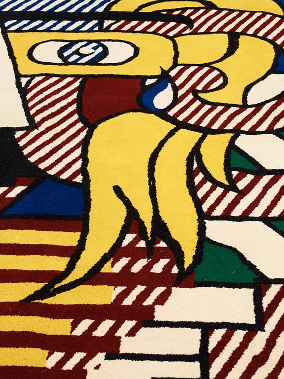 Roy Lichtenstein, TAPISSERIE/MATTA. "Amerind Landscape". Handknuten. 280 x 367 cm. Signerad á tergo LICHTENSTEIN ©.