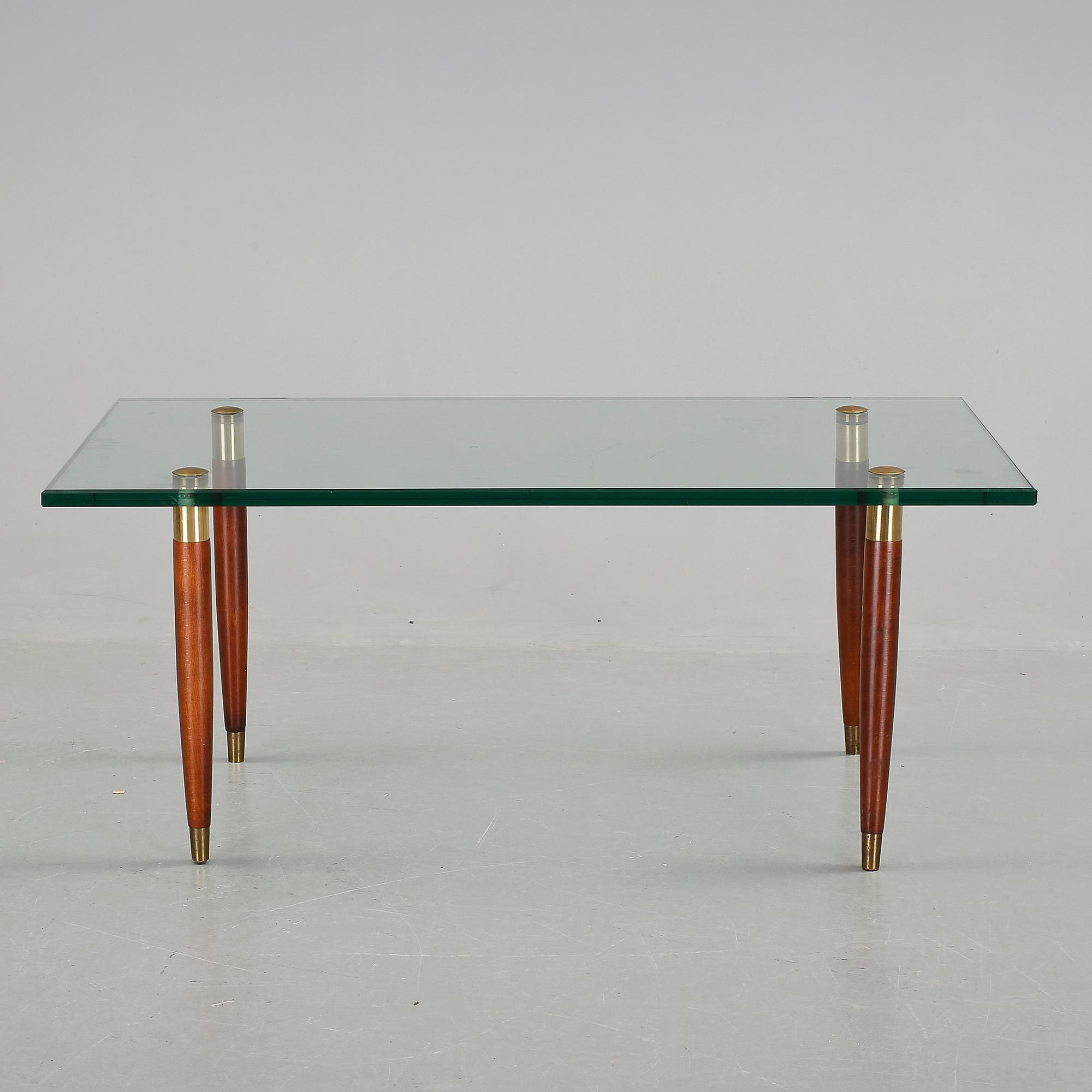 SOFFBORD, Danmark, glas och mahogny, 1950-60-tal.