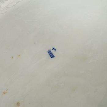 Terrin med lock, porslin, Royal Copenhagen, "Musselmalet", tidig modell, 1800-tal.