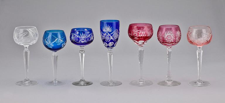VINGLAS, 34 st, Böhmiskt glas, 1900-tal.