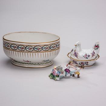 PARTI PORSLIN, 3 DELAR, sekelskiftet 1800/1900.