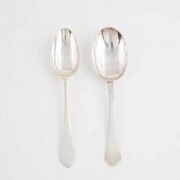 Two silver spoons, including Petter Björkman, Vimmerby, Sweden 1781.