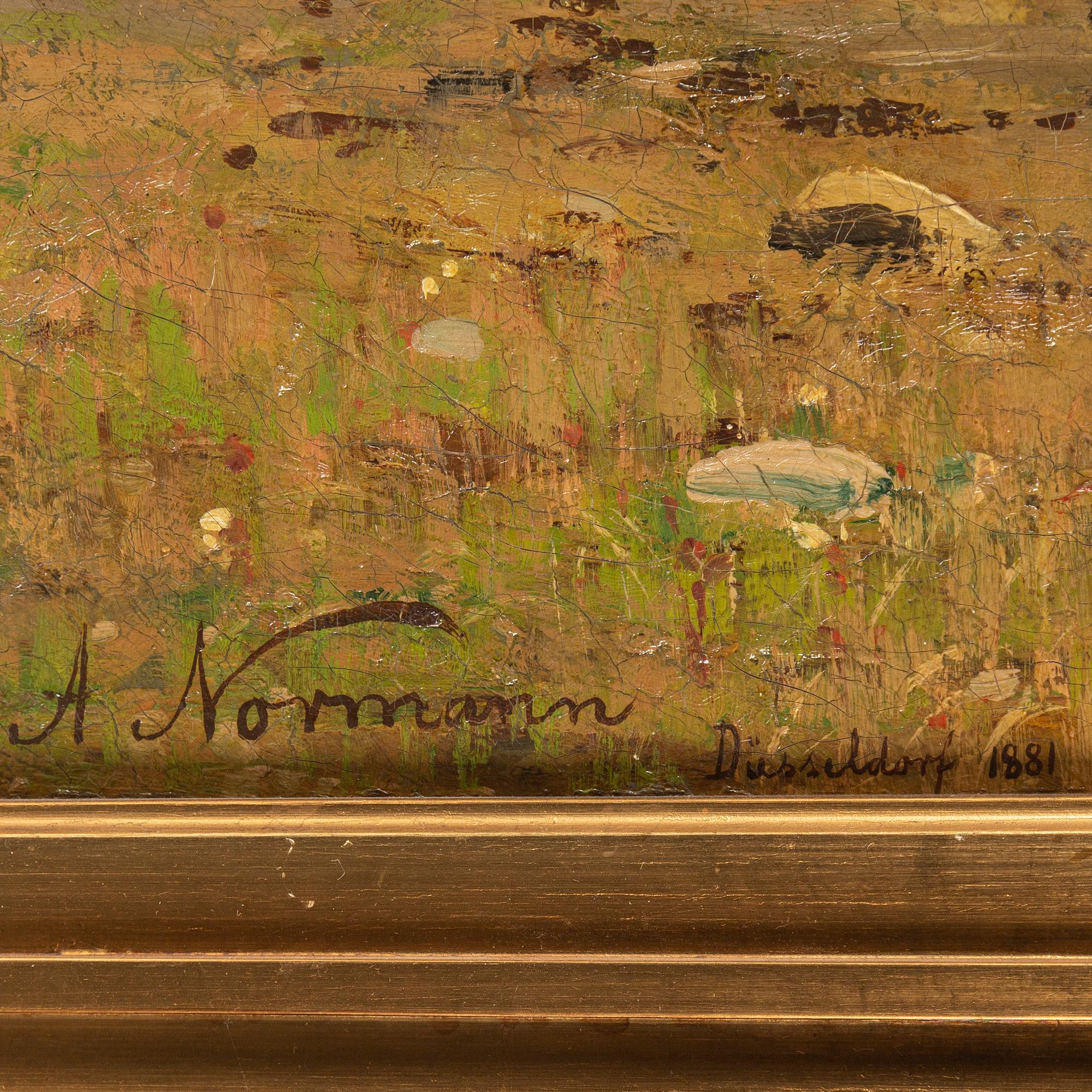 Adelsteen Normann, oil on canvas, signed an dated Düsseldorf 1881.