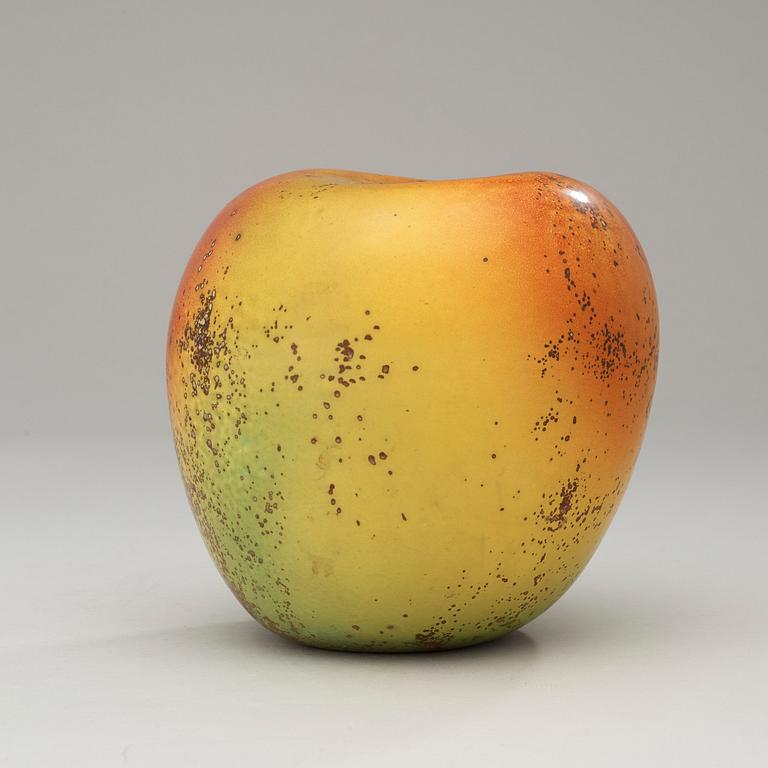 A Hans Hedberg faience sculpture of an apple, Biot, France.