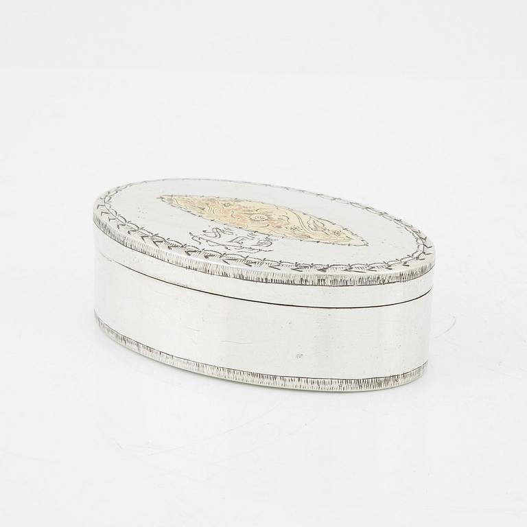 A silver jardiniere and a box,  including mark of Johan Petter Lund, Kristianstad (active 1795-1808).