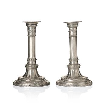167. A pair of Gustavian pewter candlesticks, mark of Jacob Sauer (III), Stockholm 1793.