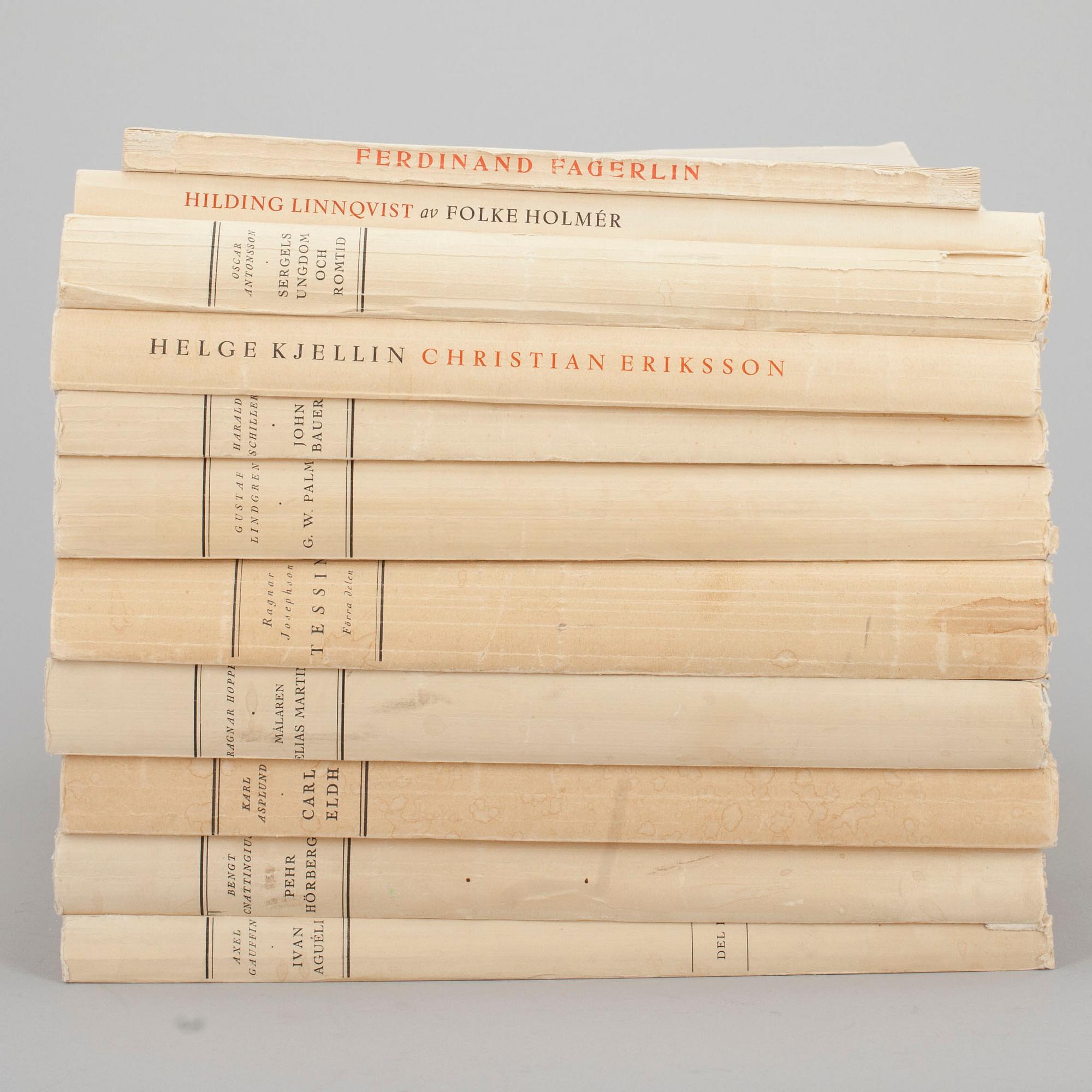 BÖCKER, ca 45 st, svenska konstnärer, bl.a. Sveriges Allmänna Konstföreningens publikationer.