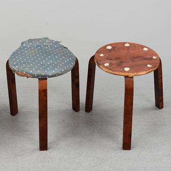 ALVAR AALTO, four stools, Artek, Finland, 1930/40-tal.