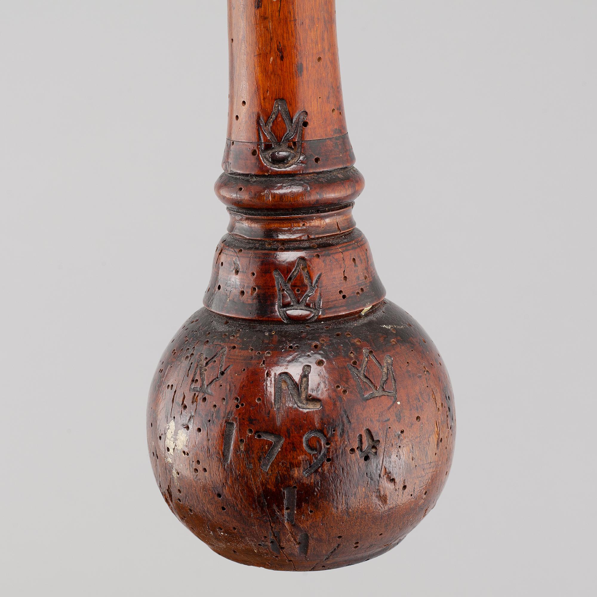 A bowl and a balance, dated 1839 and 1794.