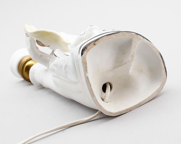 BORDSLAMPA, porslin, Tyskland, 1900-talets mitt.