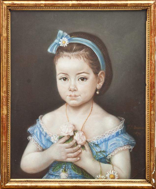 OKÄND KONSTNÄR, 2 st. Pasteller, signerad JD Doverny daterat 1874.