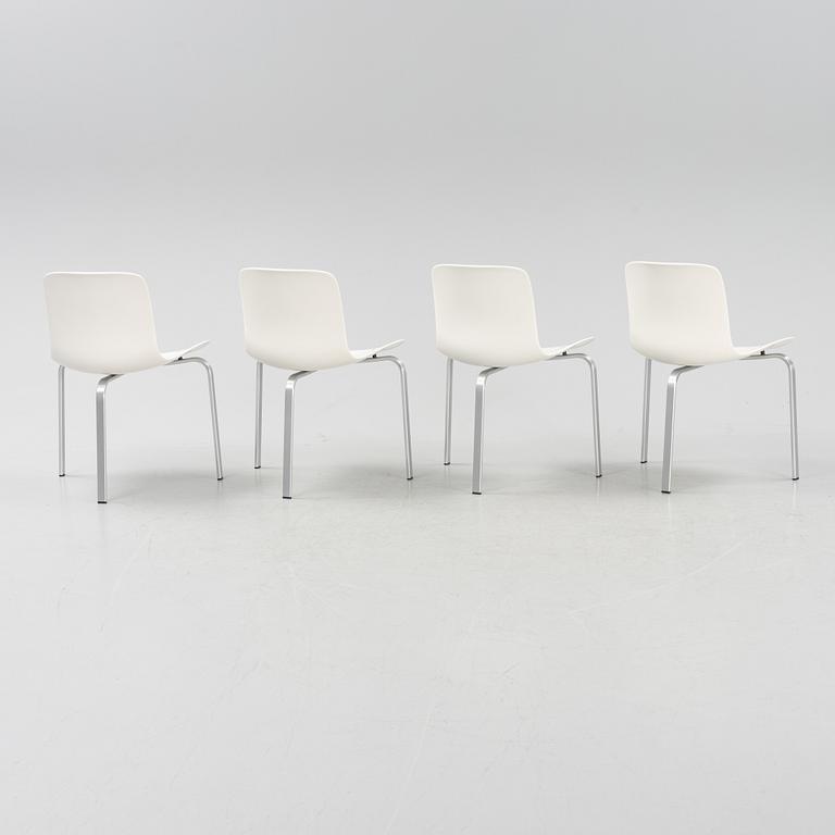 Poul Kjaerholm, stolar, 4 st, modell PK8, Fritz Hansen, Danmark, formgiven 1978.