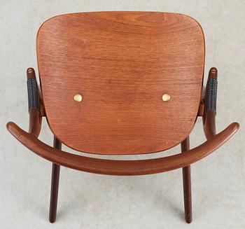 A set of four Arne Hovmand-Olsen teak and mahogany chairs, Mogens Kold, A/S Kerteminde, Denmark 1950's.
