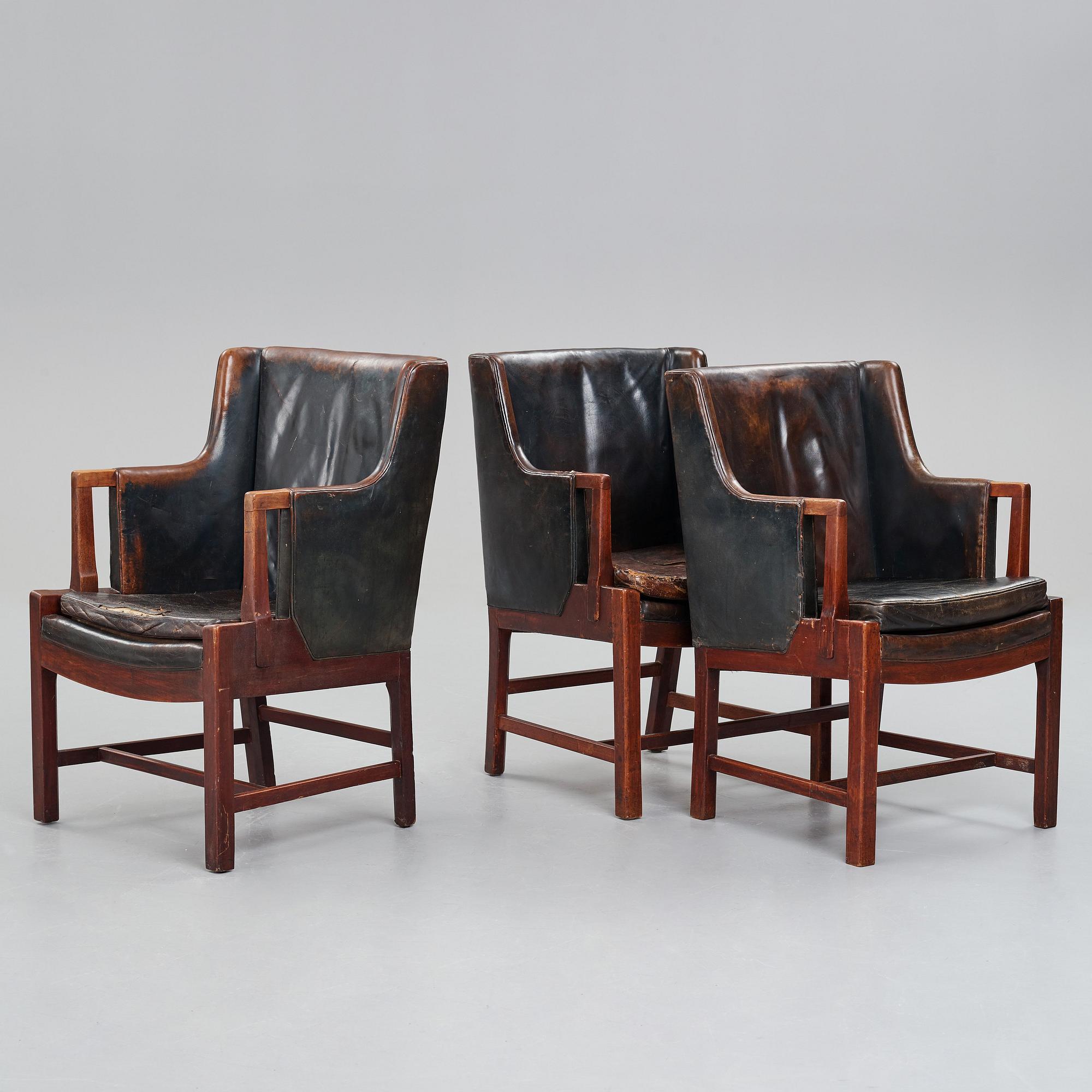 HANS J WEGNER & PALLE SUENSON, 3 similar chairs for "M/S Venus" in 1948, by cabinetmaker Palle Suenson, Denmark.