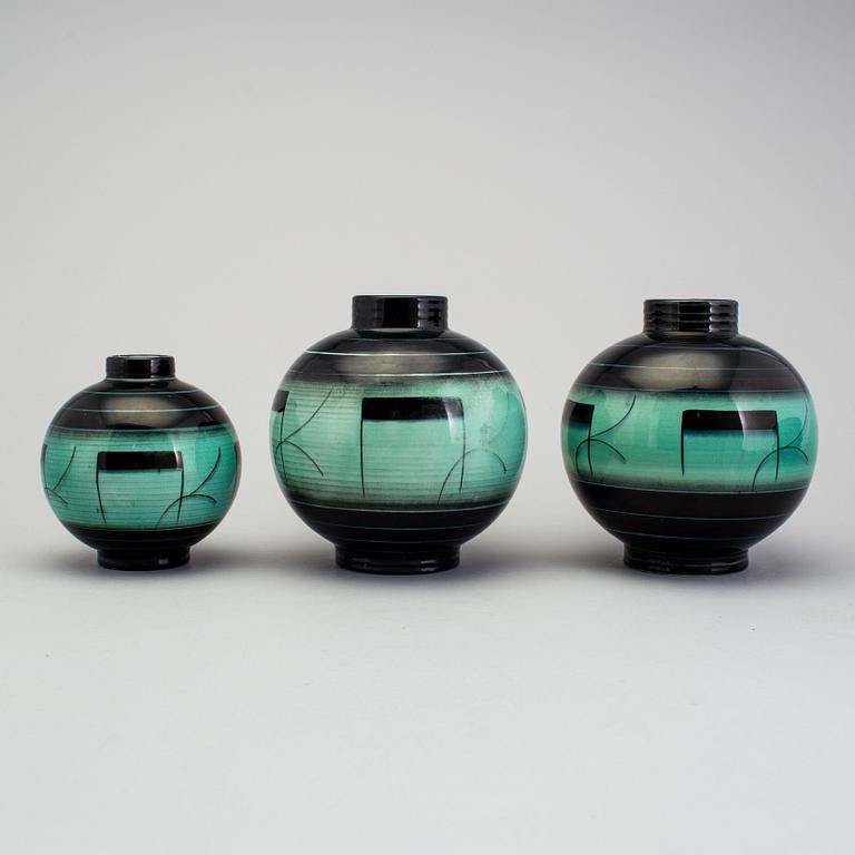 2 vases of the "V series", Ilse Claesson, Rörstrand 1930´s.