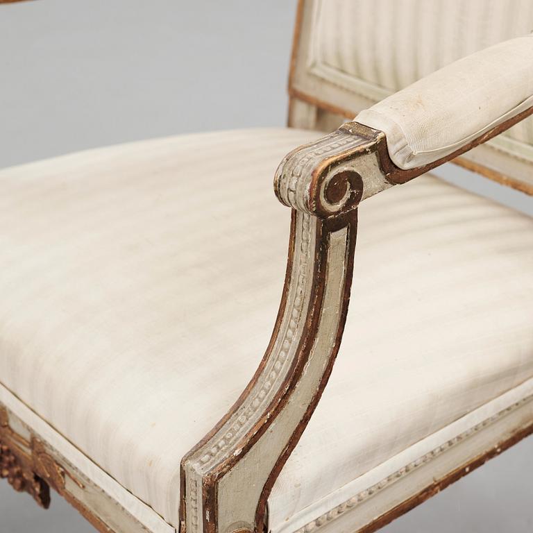 A pair of Gustavian late 18th century armchairs.