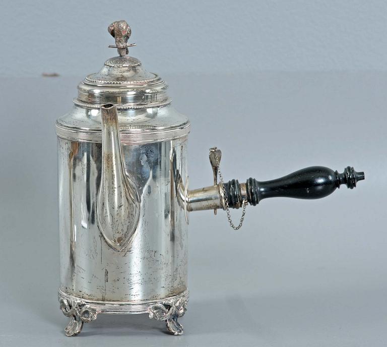 KAFFESERVIS, 3 delar, silver, gustaviansk stil, K Anderson resp Oskar Westberg 1914.