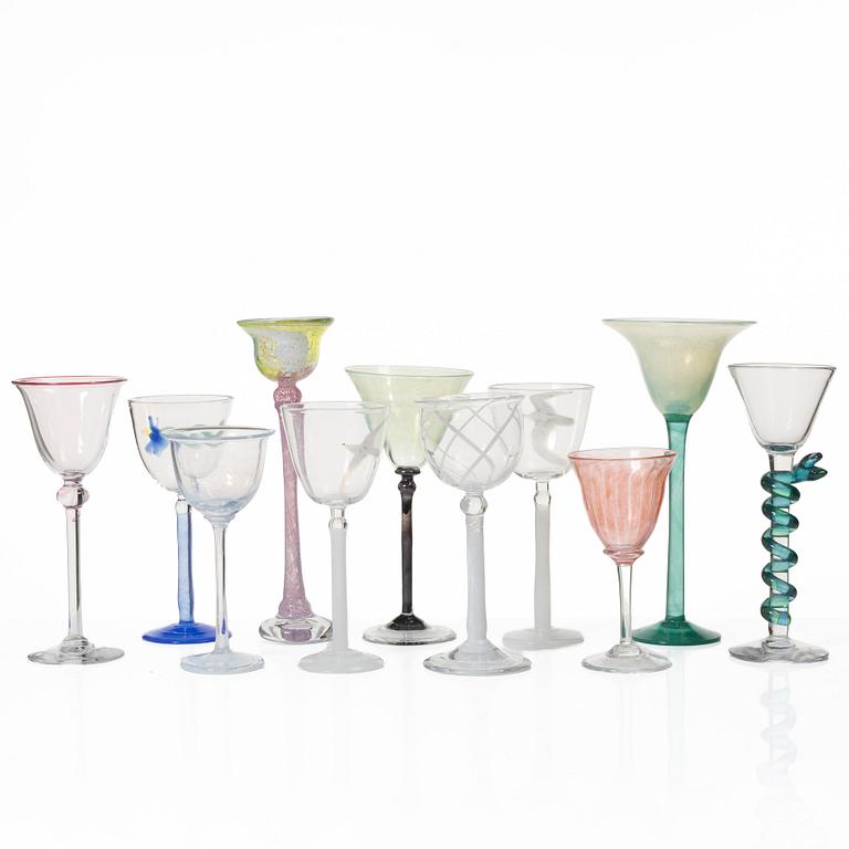 Samling pokalglas, 11 stycken, Sverige, senare delen av 1900-talet.