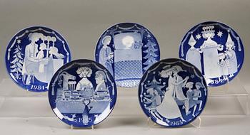 JULTALLRIKAR, 5 st, porslin, Stig Lindberg, Gustavsberg. 1981-1985.