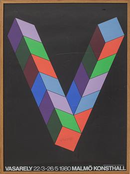VICTOR VASARELY,  utställningsaffischer,2 st,signerade,"Vasarely 22/3-26/5 1980 Malmö Konsthall".