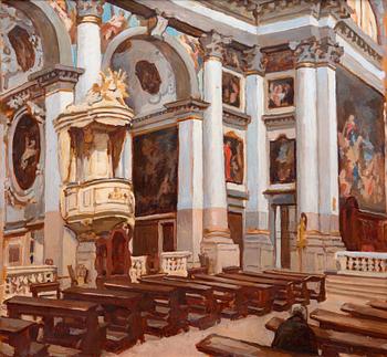 141. Adolph Fényes, KYRKOINTERIÖR.