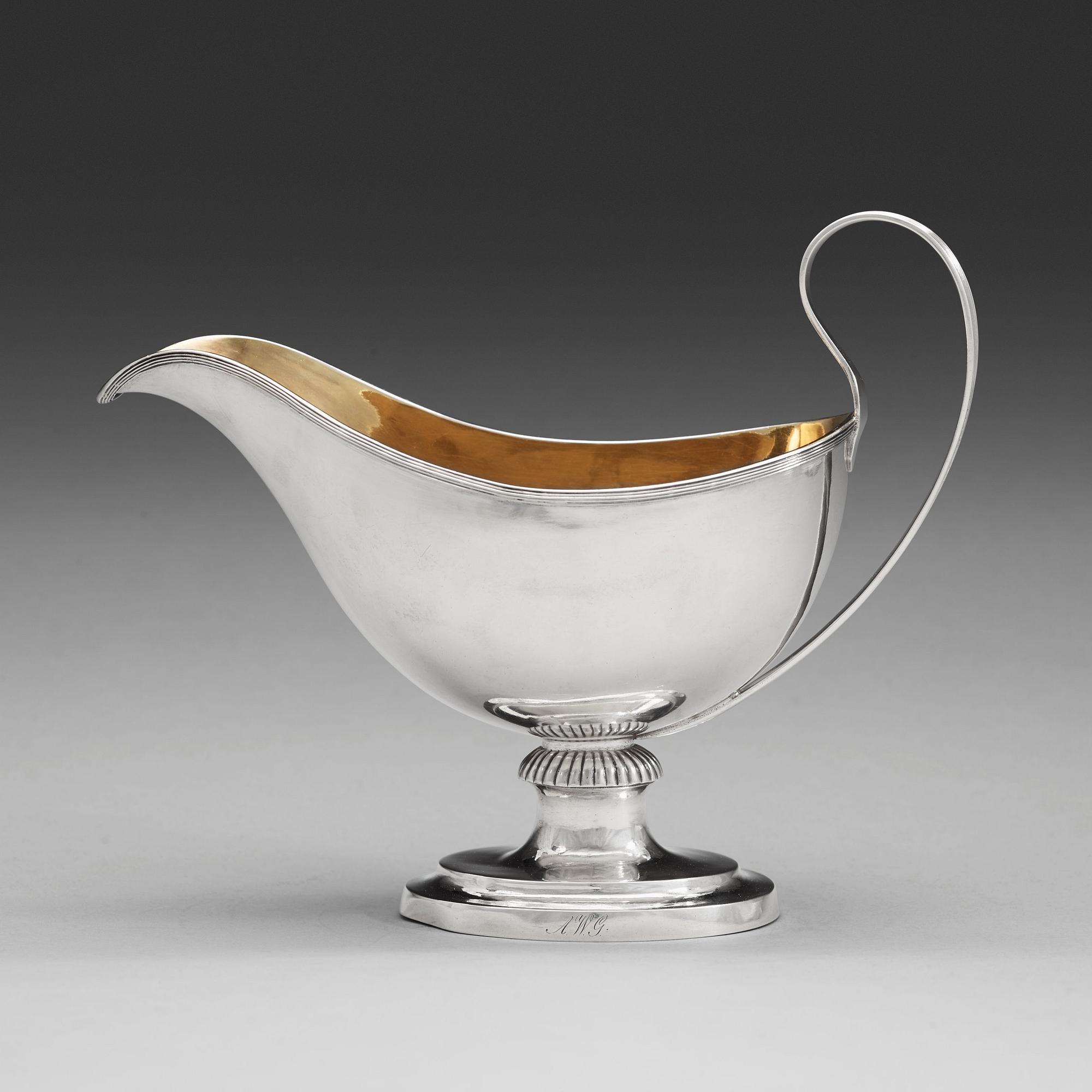 JOHAN PETTER GRÖNVALL, Stockholm 1838, såskanna, silver, empire.