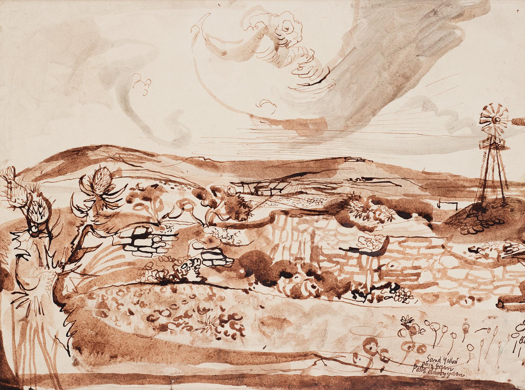 John Minton, Landscape with a waterpump.