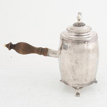 A Swedish Silver Empire Coffee Pot, mark of Gustaf Folcker, Stockholm 1817.