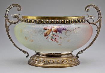 GARNITYR, 3 delar, nysilver samt glas, nyrenässans, WMF, sekelskifte 1900.