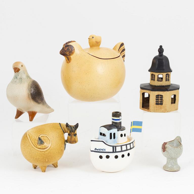 Lisa Larson, a set of six stoneware figurines, Gustavsberg.