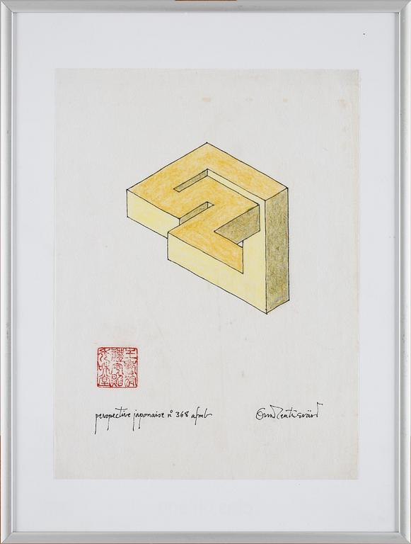 OSCAR REUTERSVÄRD, kolorerad tuschteckning, sign.