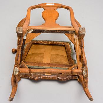 A SWEDISH LATE BAROQUE ARMCHAIR, 18th Century.