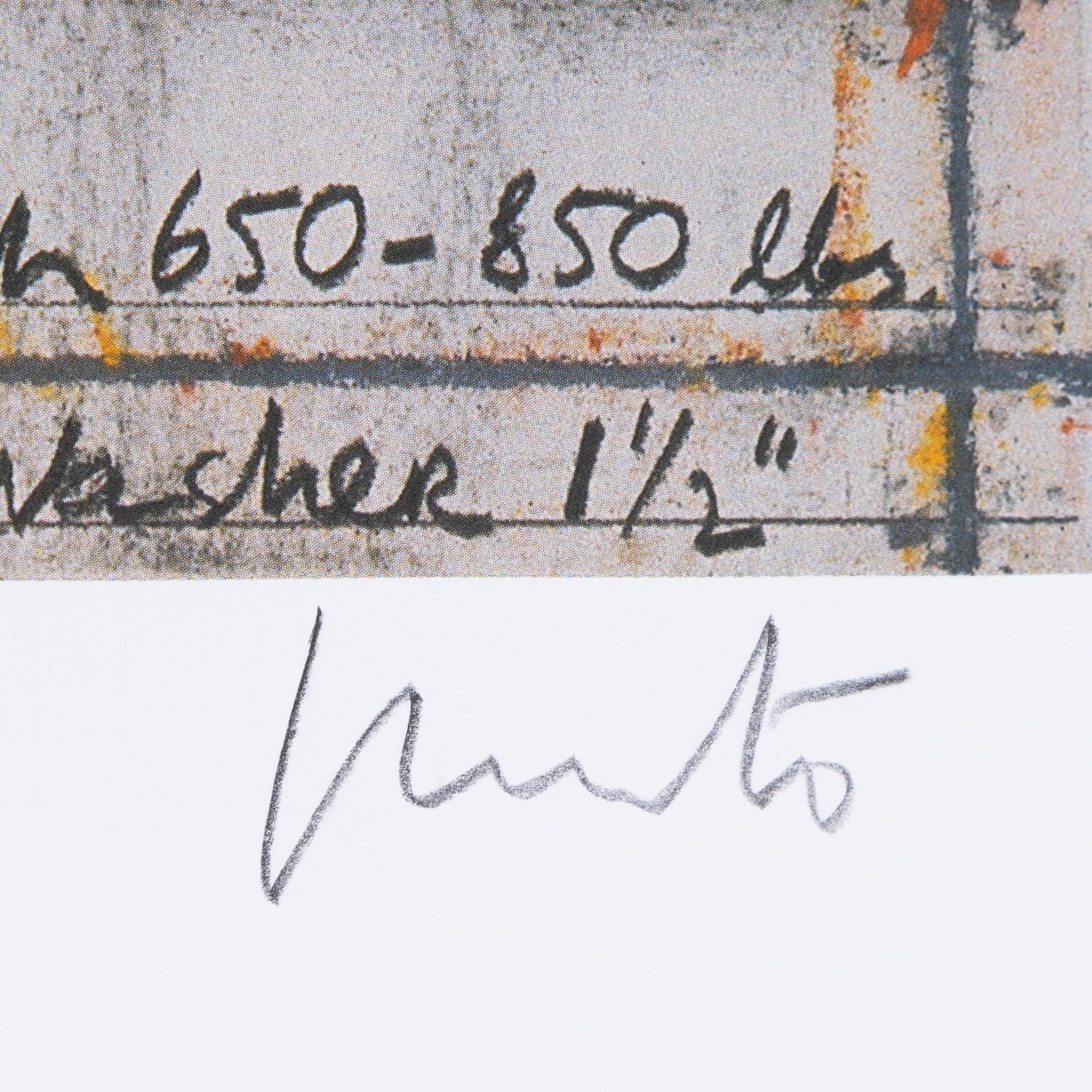 Christo & Jeanne-Claude, Offset in colours, with fabric application, 2013, signed Christo in pencil.