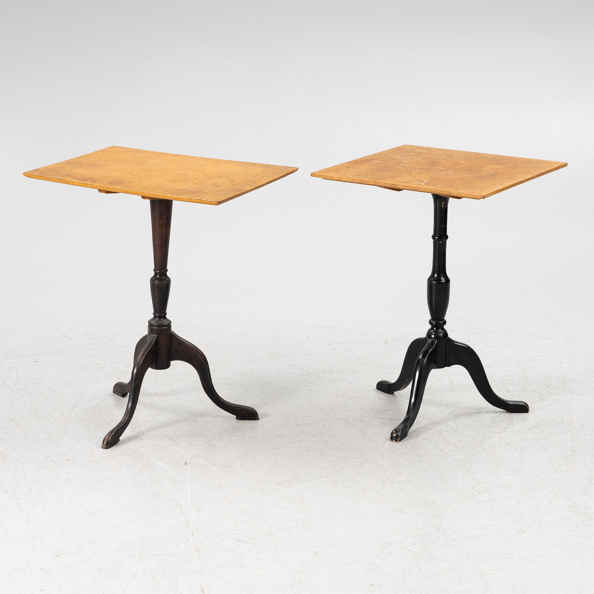 Tilt top tables, 2 pcs, 20th century.