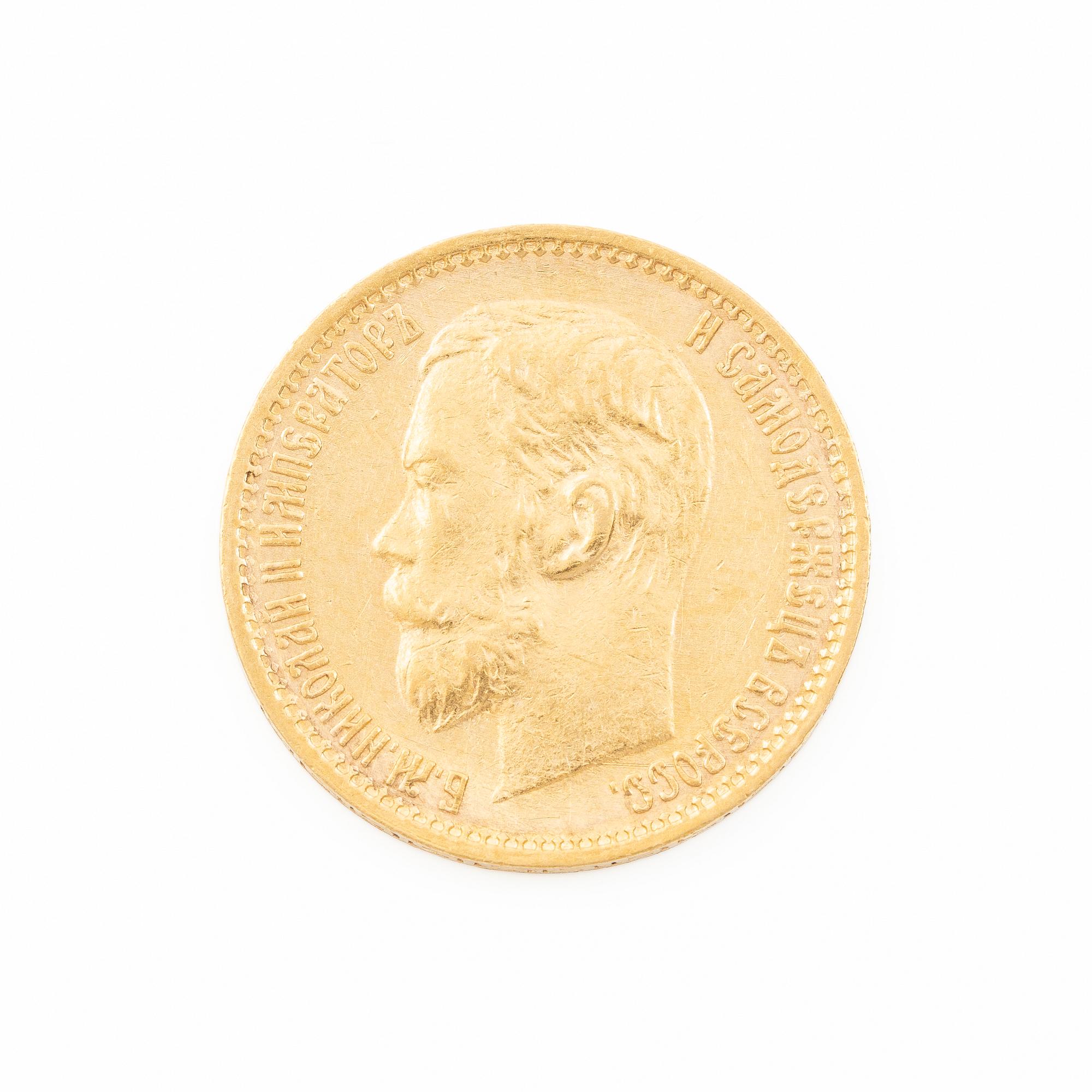 Guldmynt, Nikolaij II, Ryssland, 5 Rubel, 1899.