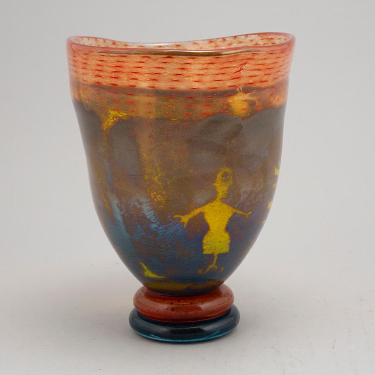 Kjell Engman, a unique glass vase, Kosta,1992.