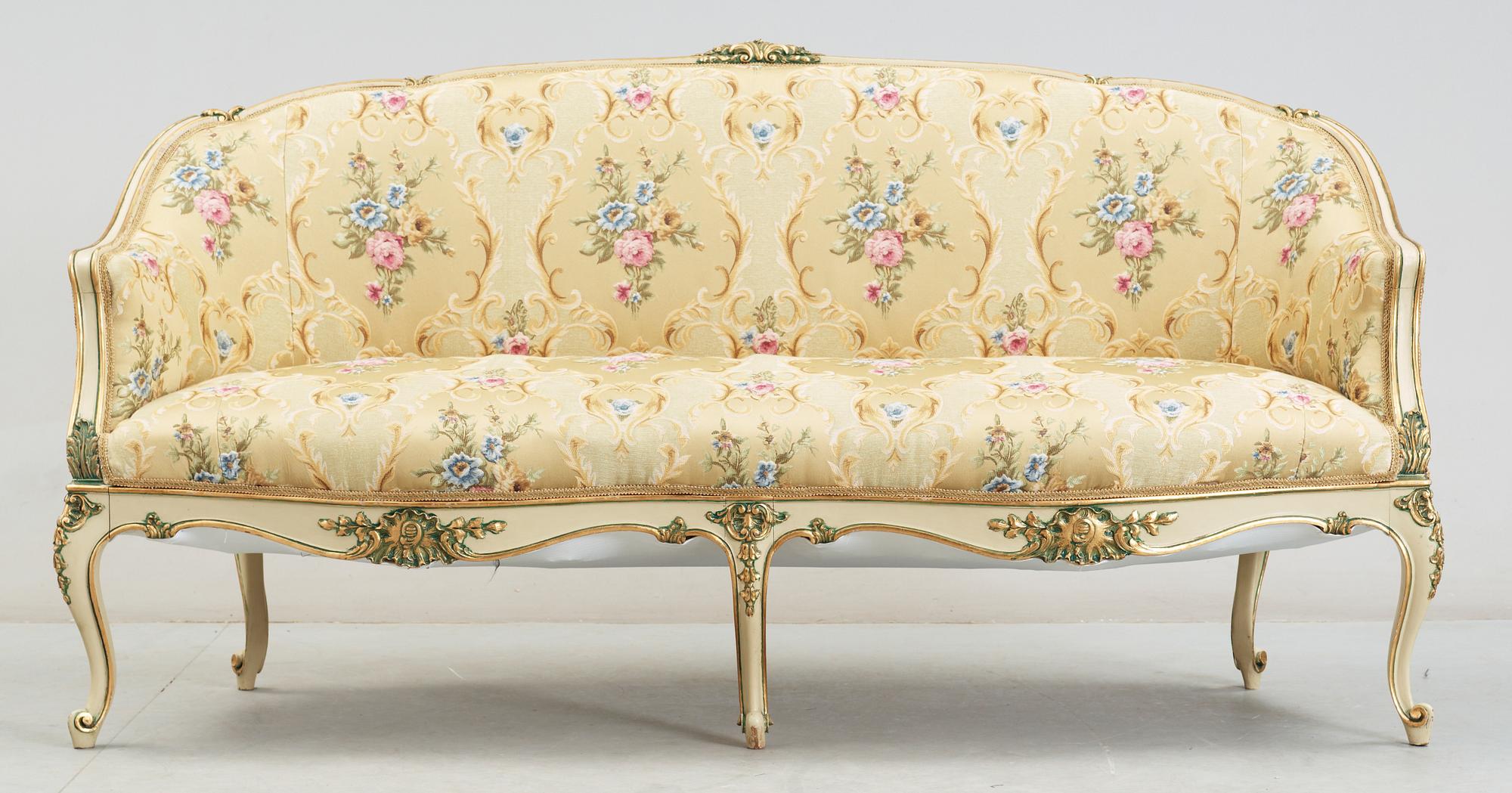 SOFFGRUPP, 7 delar, Nyrokoko, 1800-talets slut.