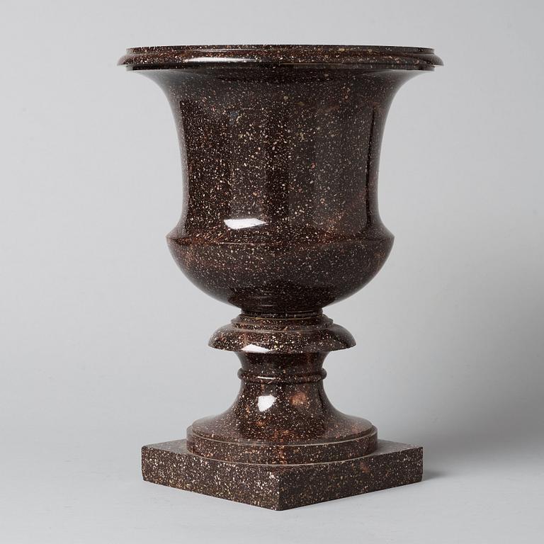 A Swedish Empire 19th century porphyry urn.