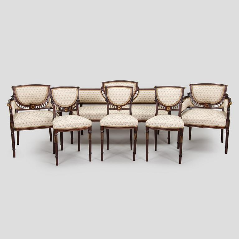 A six-piece furniture set, Nikolai Boman's, Turku, 1890s.