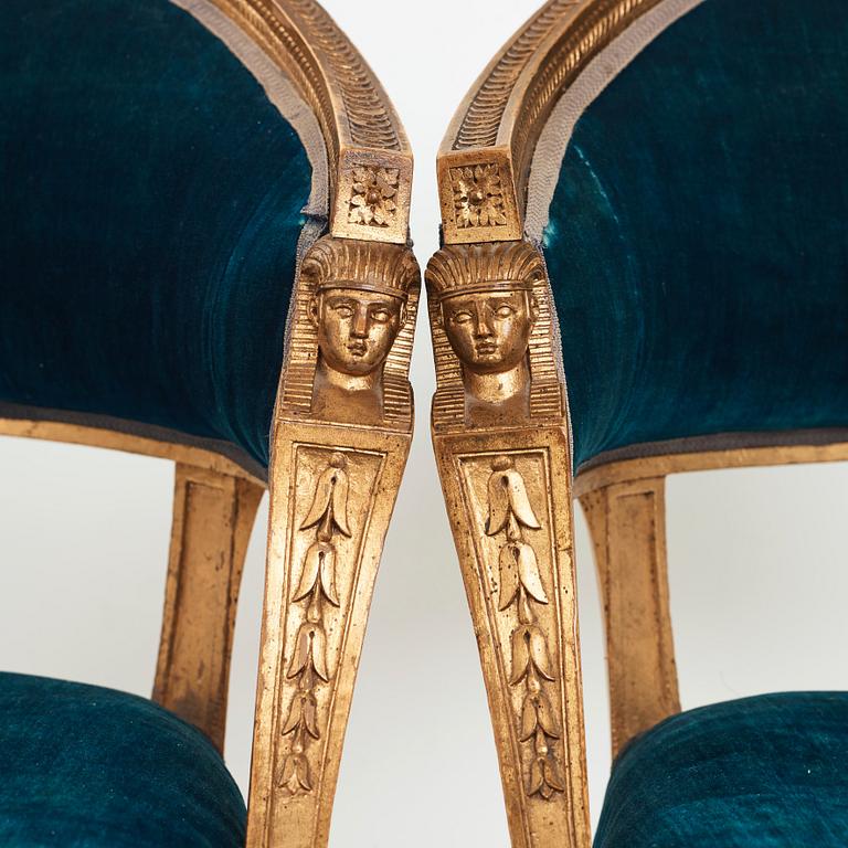 A pair of late Gustavian armchairs by Ephraim Ståhl (master in Stockholm 1794-1820).