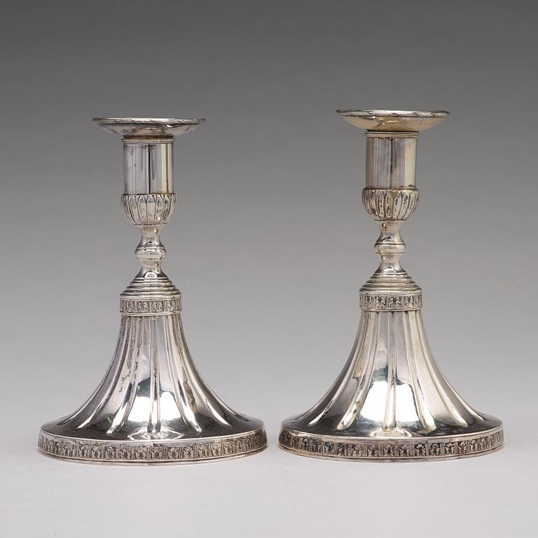 A pair of Swedish 18th century silver candlesticks, mark of Johan Wasserman, Lindesberg 1780.