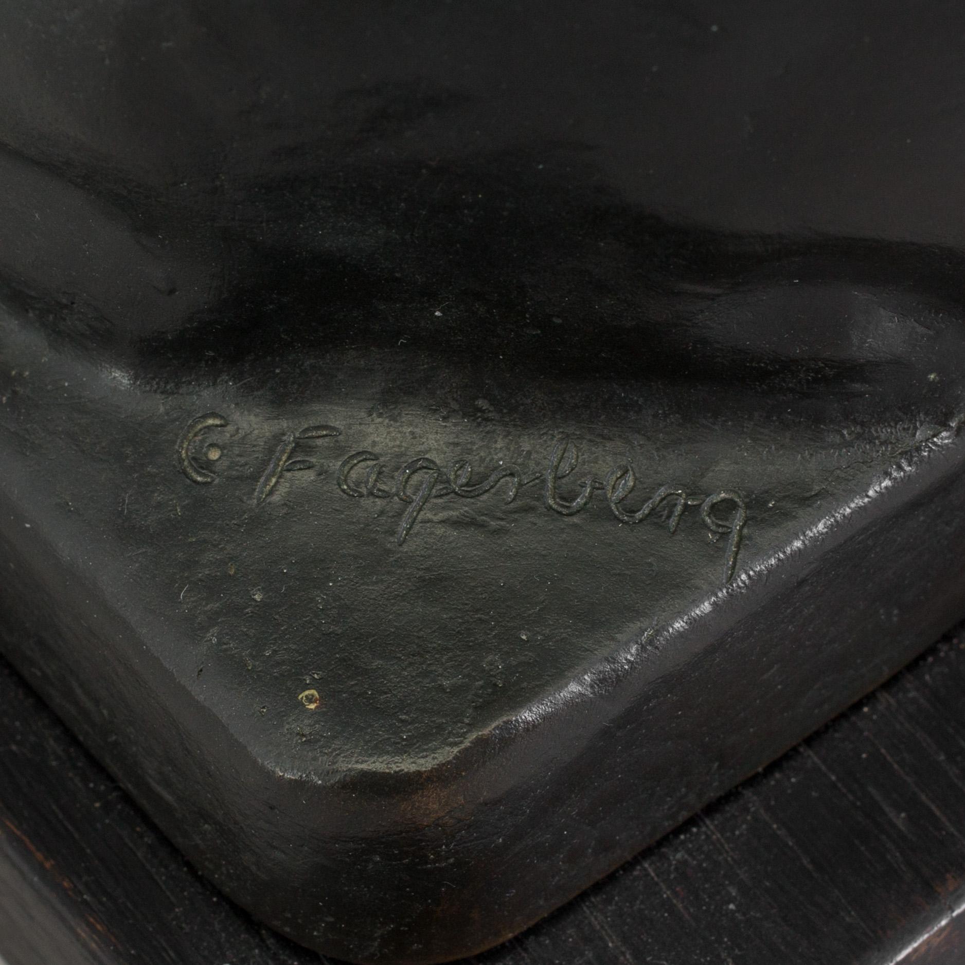 A bronze sculpture by Carl Fagerberg, signed. Herman Bergman.