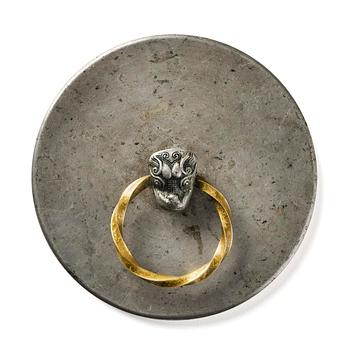 243. Firma Svenskt Tenn, a pewter and brass hand mirror model "A 1497", Stockholm, 1930s-40s.
