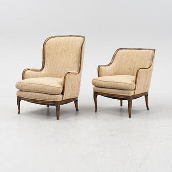 Axel Einar Hjorth, two special commissioned easy chairs, 'Du Barry', Nordiska Kompaniet, 1928.