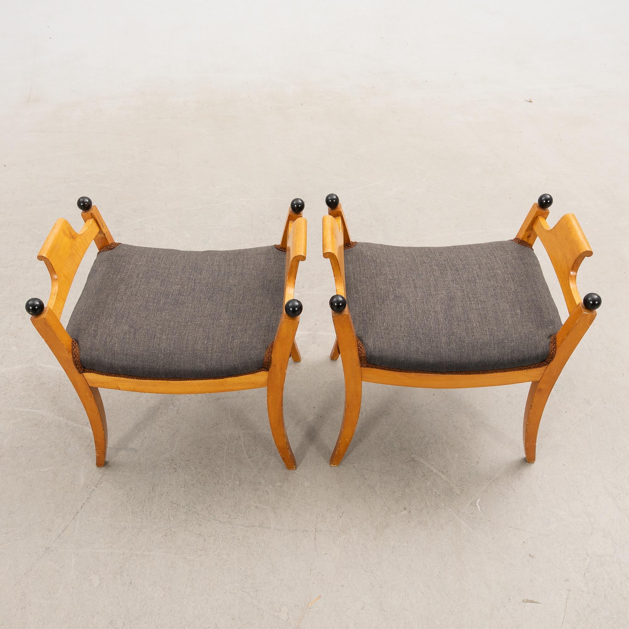 Stools, a pair, Karl Johan, mid-19th century.