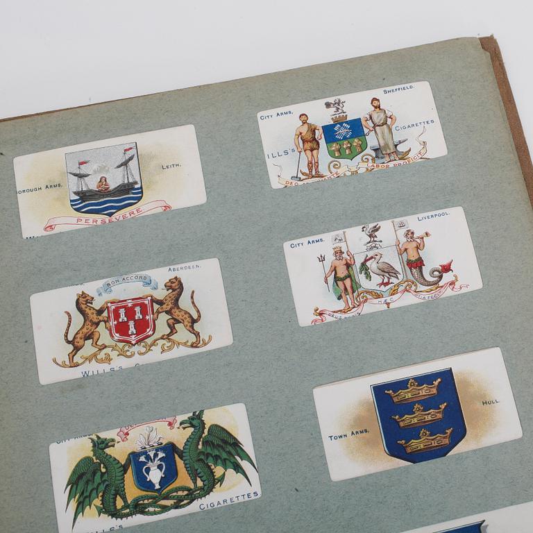 SAMLARKORT, ca 200st, album med cigarettkort, "Will's Cigarett Card Album", Storbritannien, 1900-talets början.
