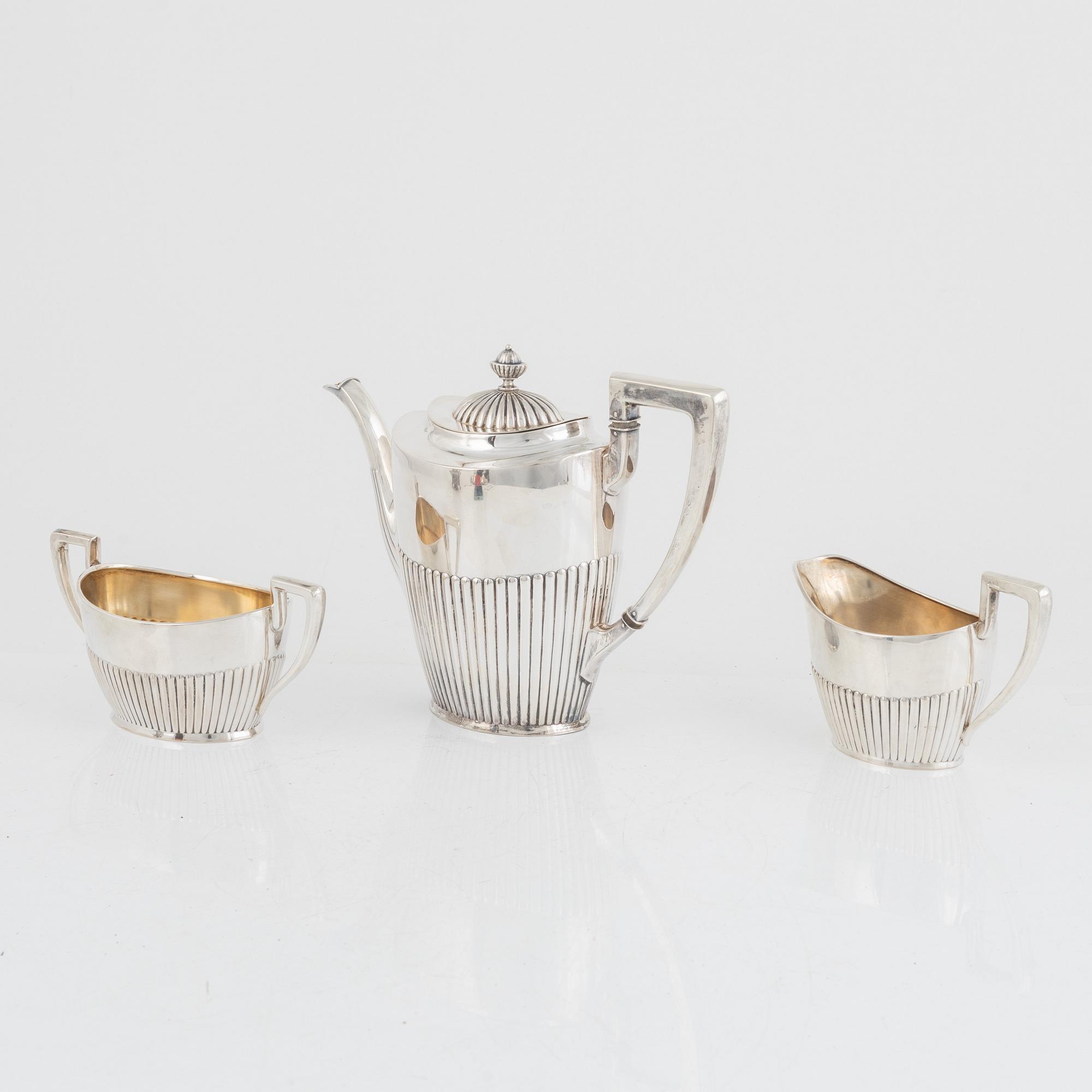 Coffee service, 3 pieces, silver, C.F Hallengren, Malmö, 1920.