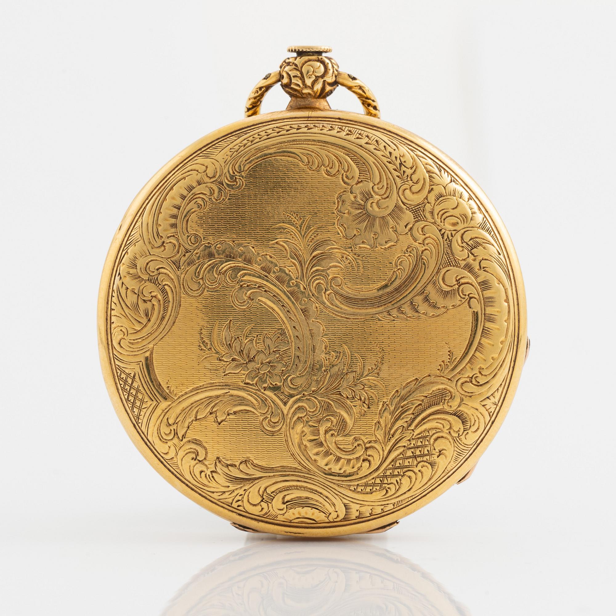 Pocket watch, 18K gold, 42 mm.